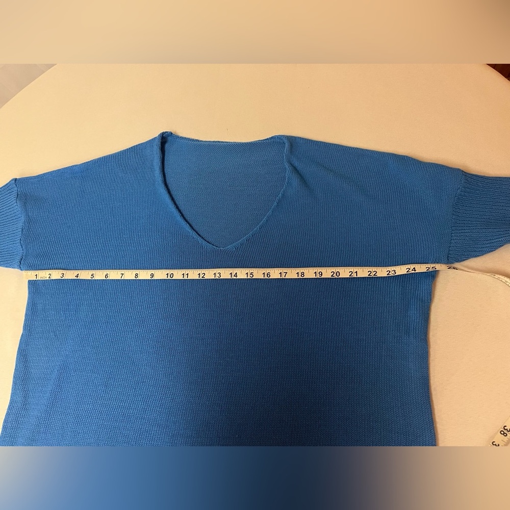 2 Cozy Pullover V Neck Knit Sweaters - Medium Royal Blue and Light Grey - 4X - Picture 5 of 6